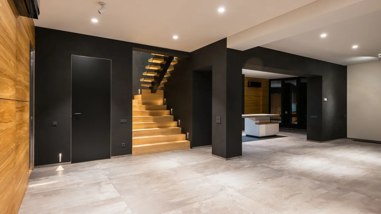 Modern luxury villa exterior and driveway with private perimeter wall in Nad Al Sheba Dubai